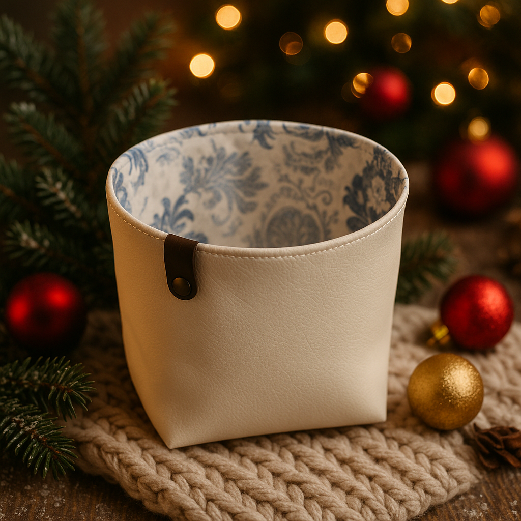 Panier textile simili cuir blanc pailleté avec lingettes réutilisables – Onaé