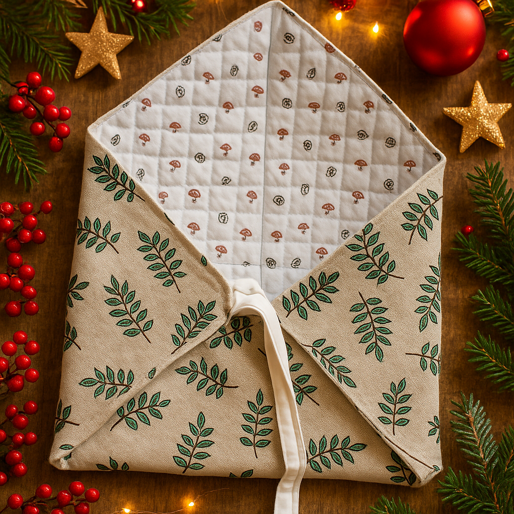 Sac à tarte motif feuillage vert – anses croisées – Onaé