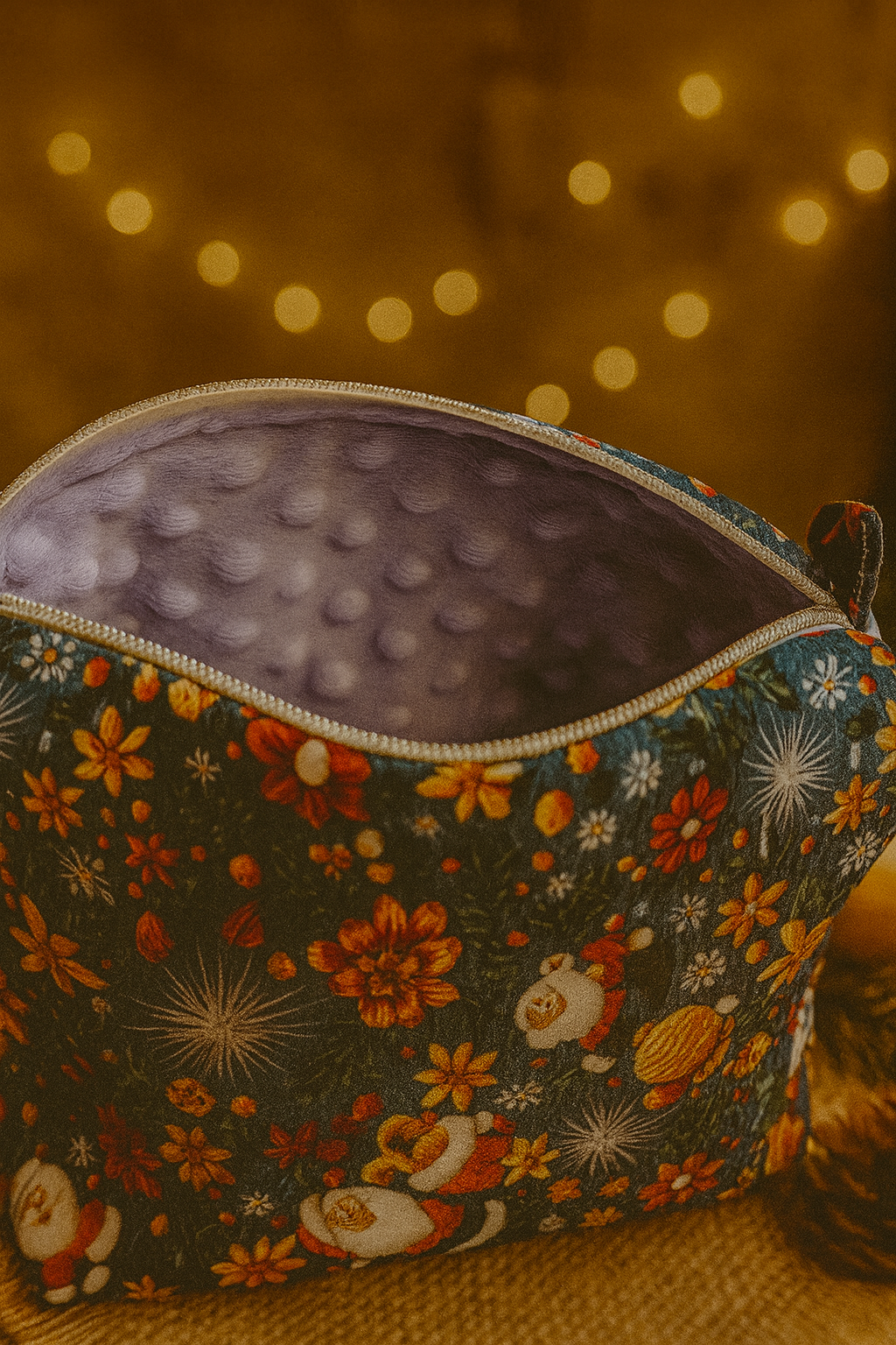 Trousse de toilette Noël sapin vert doublure minky parme – Onaé