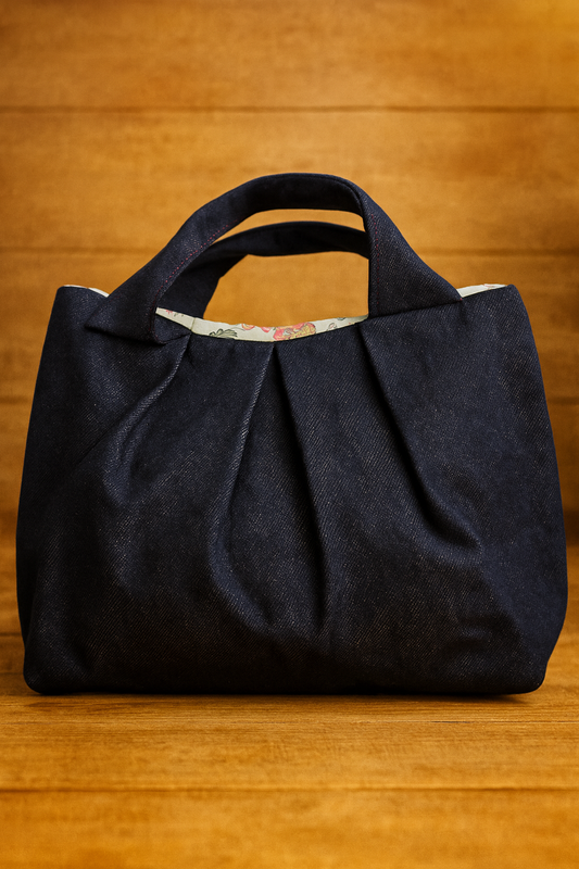 Sac boule en jean brut recyclé avec doublure Hedwige – Onaé
