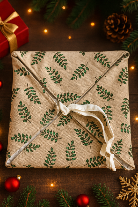 Sac à tarte en lin feuillage vert avec doublure matelassée – Onaé
