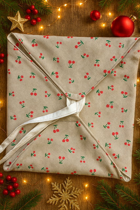 Sac à tarte en lin petites cerises avec doublure matelassée – Onaé
